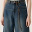 Denim Cropped Wide-Leg Trousers