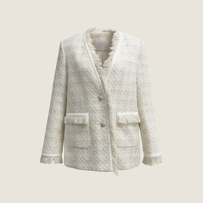 Tweed Two-Piece Set with Fringed Edges
