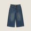 Denim Cropped Wide-Leg Trousers