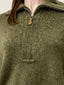 Olive Mélange Half-Zip Sweater And Skirt Set