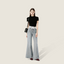 Lace Waistband Flared Jeans