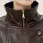 Asymmetric Zip-Collar Lambskin Jacket