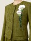 Floral Embroidery Olive Suit Set